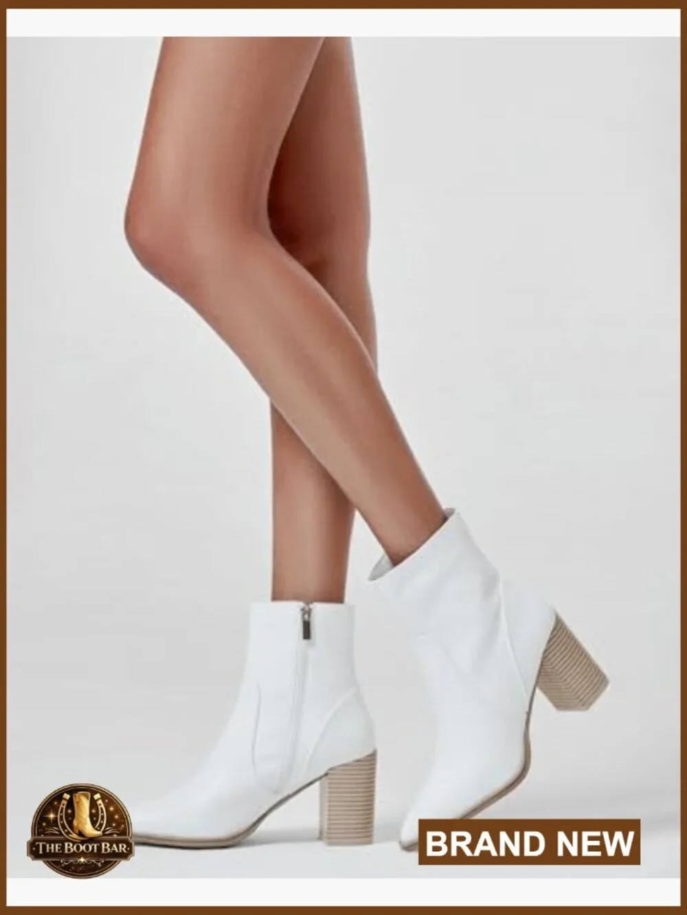 Pointed Toe Ankle Boots Chunky Stacked Heel Side Zipper Faux Leather Booties